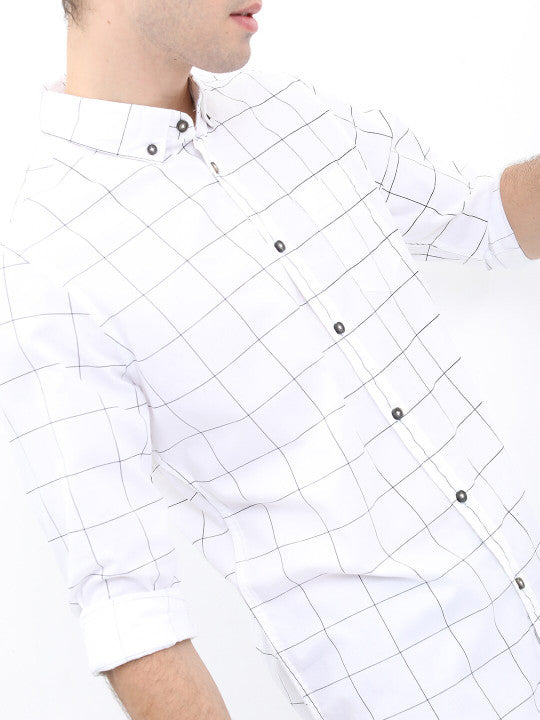 Men Checked Cotton Slim Fit Casual Shirt