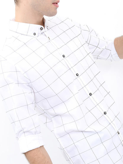 Men Checked Cotton Slim Fit Casual Shirt