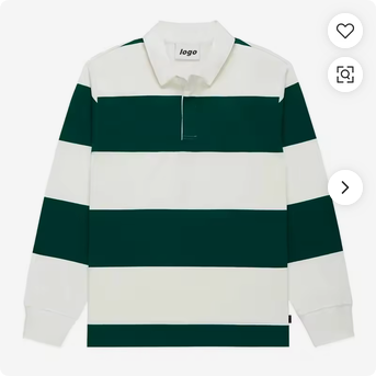 OEM Customized Men's Long Sleeved Rugby Shirt with Striped Knitted Polo Shirt Customized logo Embroidery Trendy and Fashionable